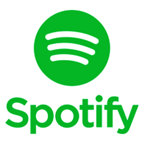 The Spotify logo in the footer section on a white background.